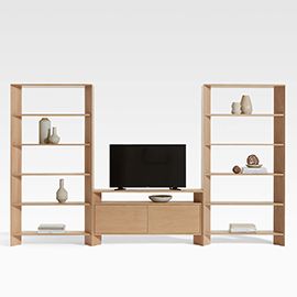 Terrazza 2-Door 52" Storage Media Console with 2 Bookcases