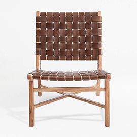 Taj Woven Leather Strap Accent Chair