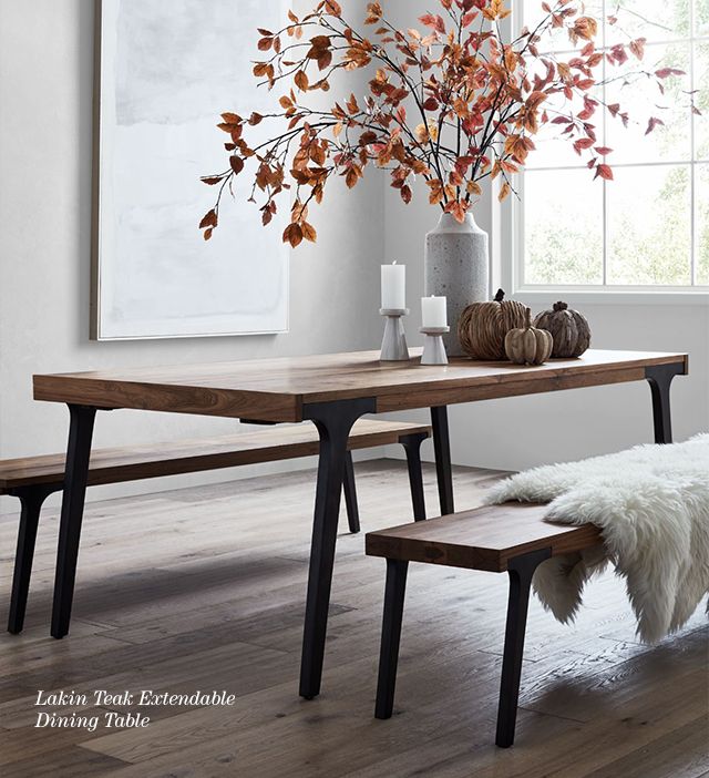 Lakin teak extendable dining table