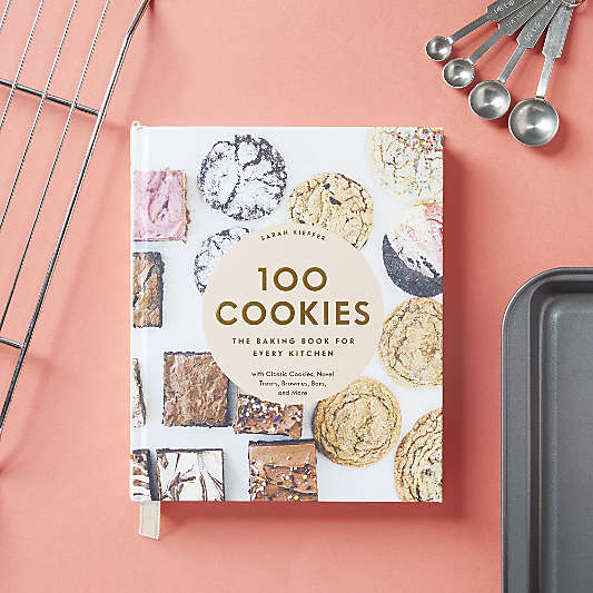 100 Cookies Cookbook, Medium Stainless Steel Cookie Scoop, and Slate Blue Half-Sheet Pan Gift Set