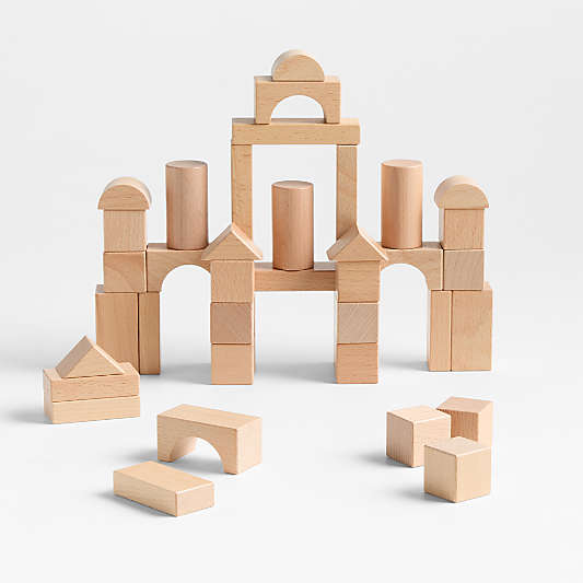 100-Piece Natural Wooden Kids Building Block Set