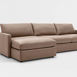 Lounge Deep Leather 2-Piece Left Arm Chaise Sectional Sofa