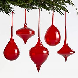 Glass Ornaments, Set of 5