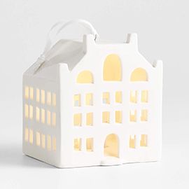 Wide White Ceramic Canal House Ornament