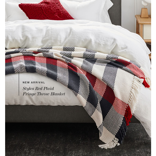 Styles 70"x55" Red Plaid Fringe Throw Blanket