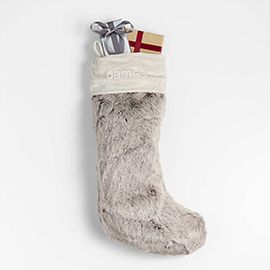 Arctic Brown Faux Fur Christmas Stocking