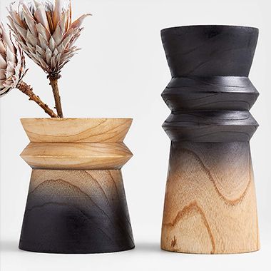 cara black ombre wood vases