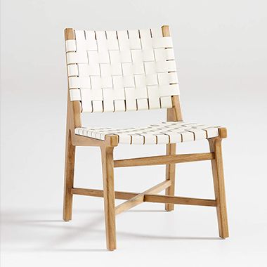 taj white woven leather chair