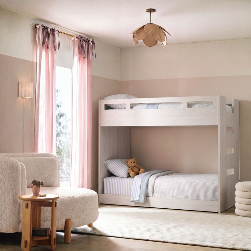 Abridged White Glaze Wood Low Kids Twin Bunk Bed with Right Ladder - image 3 of 12