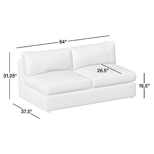 Aris Leather Armless Loveseat Sectional Piece