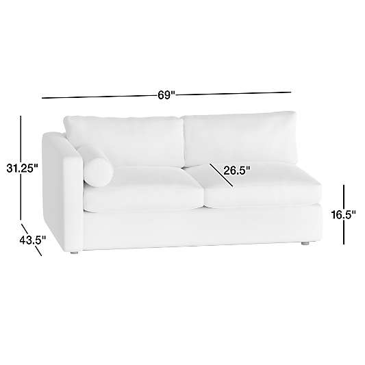 Aris Deep Leather Left-Arm Sofa Sectional Piece