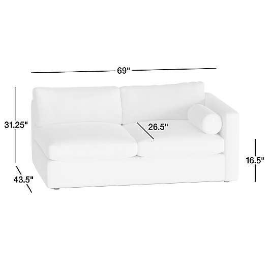 Aris Deep Leather Right-Arm Sofa Sectional Piece