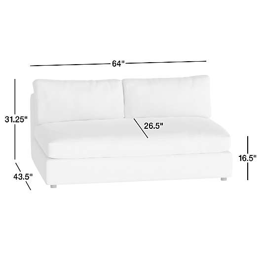 Aris Deep Leather Armless Loveseat Sectional Piece