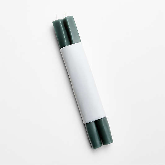 10" Duck Green Square Twisted Tapers, Set of 2