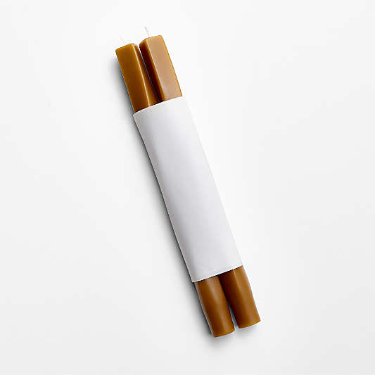 10" Ochre Square Twisted Tapers, Set of 2