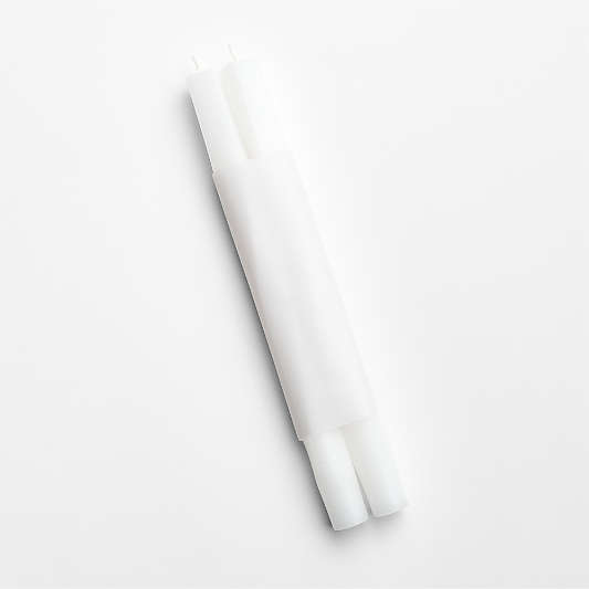 10" White Square Twisted Tapers, Set of 2