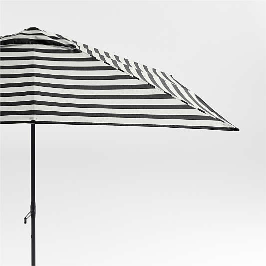 10' Rectangle Sunbrella® Black and White Cabana Stripe Outdoor Patio Umbrella with Black Metal Frame