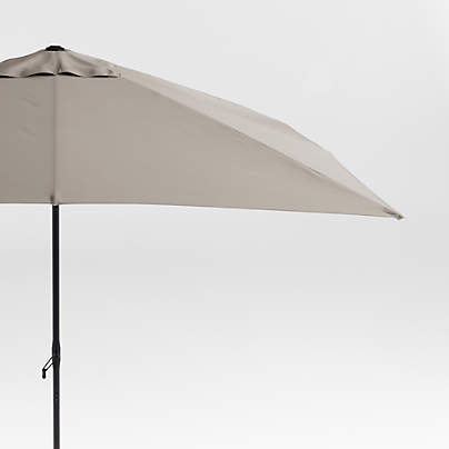 10' Rectangle Sunbrella® Cast Ash Brown Outdoor Patio Umbrella with Black Metal Frame