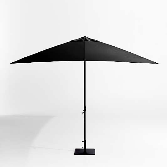 10' Rectangle Sunbrella® Canvas Black Outdoor Patio Umbrella with Black Metal Frame