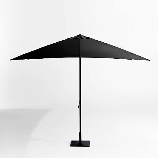 10' Rectangle Sunbrella® Canvas Black Outdoor Patio Umbrella with Black Metal Frame