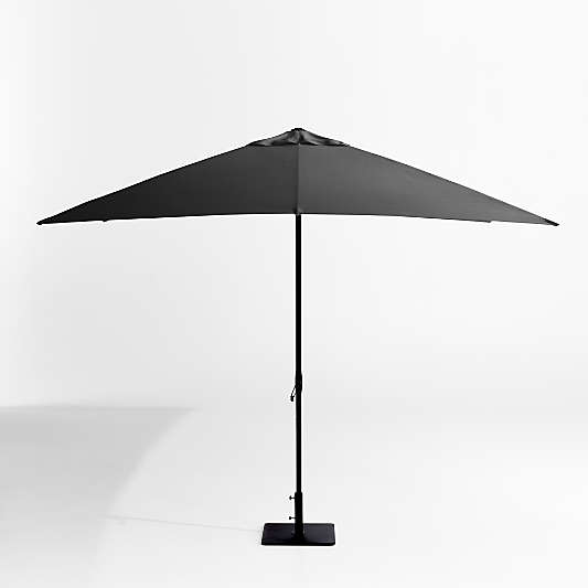 10' Rectangle Sunbrella® Cast Charcoal Grey Outdoor Patio Umbrella with Black Metal Frame