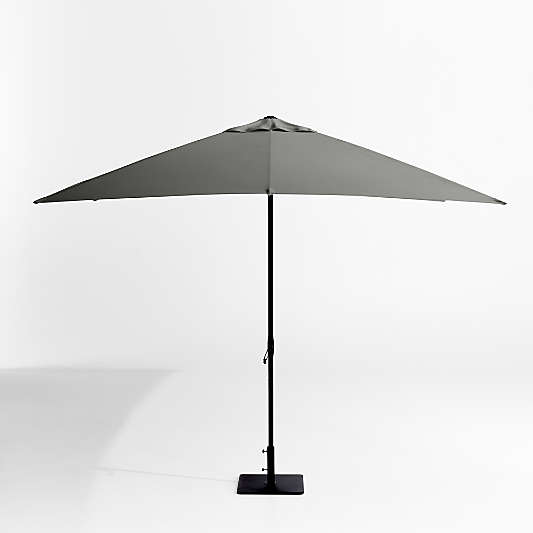 10' Rectangle Sunbrella® Canvas Charcoal Outdoor Patio Umbrella with Black Metal Frame