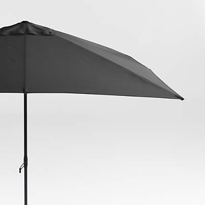 10' Rectangle Sunbrella® Cast Charcoal Grey Outdoor Patio Umbrella with Black Metal Frame