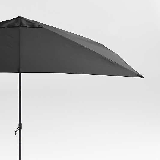 10' Rectangle Sunbrella® Cast Charcoal Grey Outdoor Patio Umbrella with Black Metal Frame