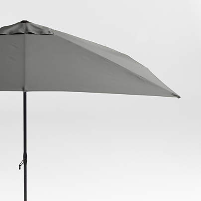 10' Rectangle Sunbrella® Canvas Charcoal Outdoor Patio Umbrella with Black Metal Frame