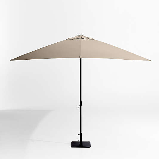 10' Rectangle Sunbrella® Canvas Flax Outdoor Patio Umbrella with Black Metal Frame