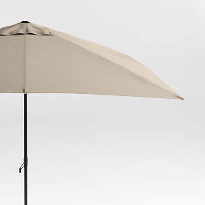 10' Rectangle Sunbrella® Canvas Flax Outdoor Patio Umbrella with Black Metal Frame