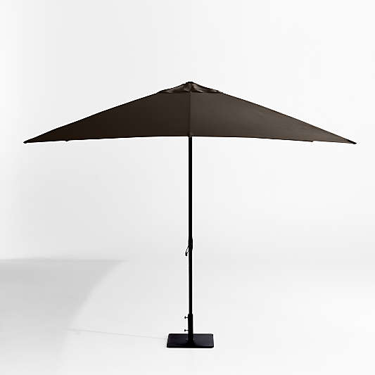 10' Rectangle Sunbrella® Canvas Java Outdoor Patio Umbrella with Black Metal Frame