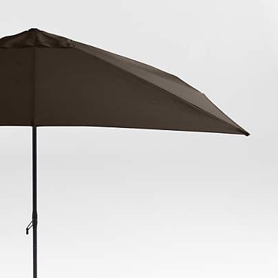 10' Rectangle Sunbrella® Canvas Java Outdoor Patio Umbrella with Black Metal Frame