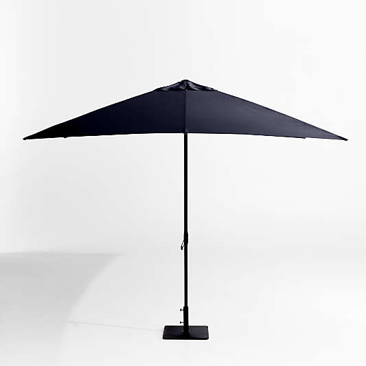 10' Rectangle Sunbrella® Canvas Navy Blue Outdoor Patio Umbrella with Black Metal Frame