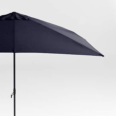 10' Rectangle Sunbrella® Canvas Navy Blue Outdoor Patio Umbrella with Black Metal Frame