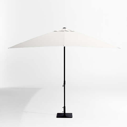 10' Rectangle Sunbrella® Canvas White Sand Outdoor Patio Umbrella with Black Metal Frame