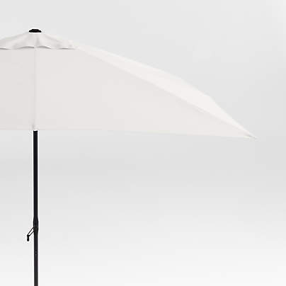 10' Rectangle Sunbrella® Canvas White Sand Outdoor Patio Umbrella with Black Metal Frame