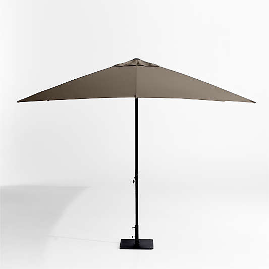 10' Rectangle Sunbrella® Cast Shale Outdoor Patio Umbrella with Black Metal Frame