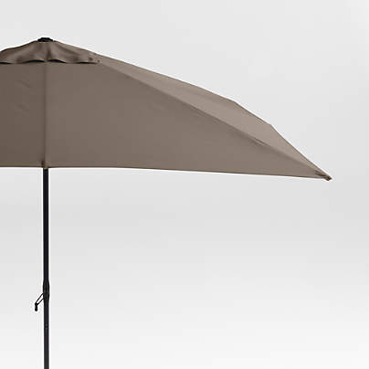 10' Rectangle Sunbrella® Cast Shale Outdoor Patio Umbrella with Black Metal Frame