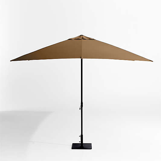 10' Rectangle Sunbrella® Cast Teak Outdoor Patio Umbrella with Black Metal Frame