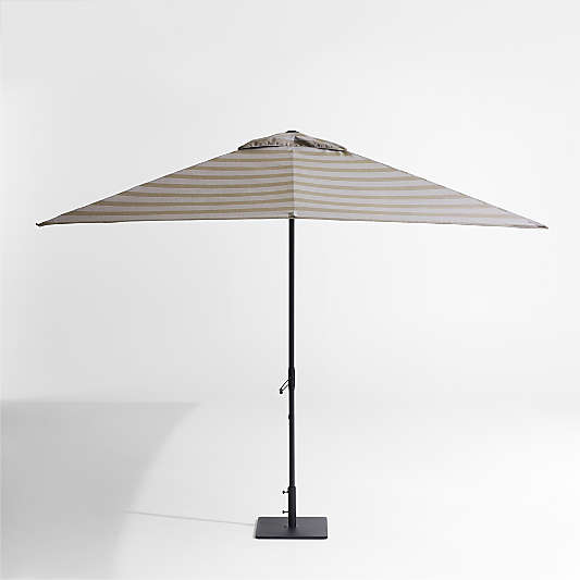 10' Rectangle Sunbrella® Dune Tan Stripe Outdoor Patio Umbrella with Black Metal Frame