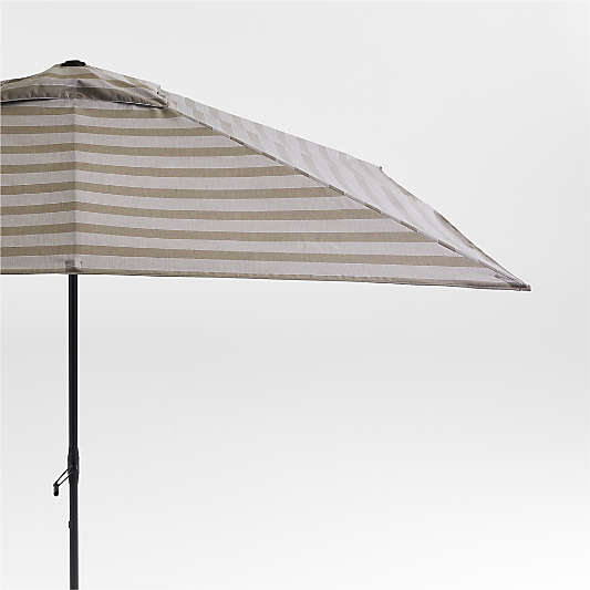 10' Rectangle Sunbrella® Dune Tan Stripe Outdoor Patio Umbrella with Black Metal Frame