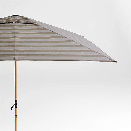 10' Rectangle Sunbrella® Dune Tan Stripe Outdoor Patio Umbrella with Faux Wood Metal Frame
