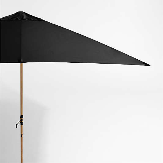 10' Rectangle Sunbrella® Canvas Black Outdoor Patio Umbrella with Faux Wood Metal Frame