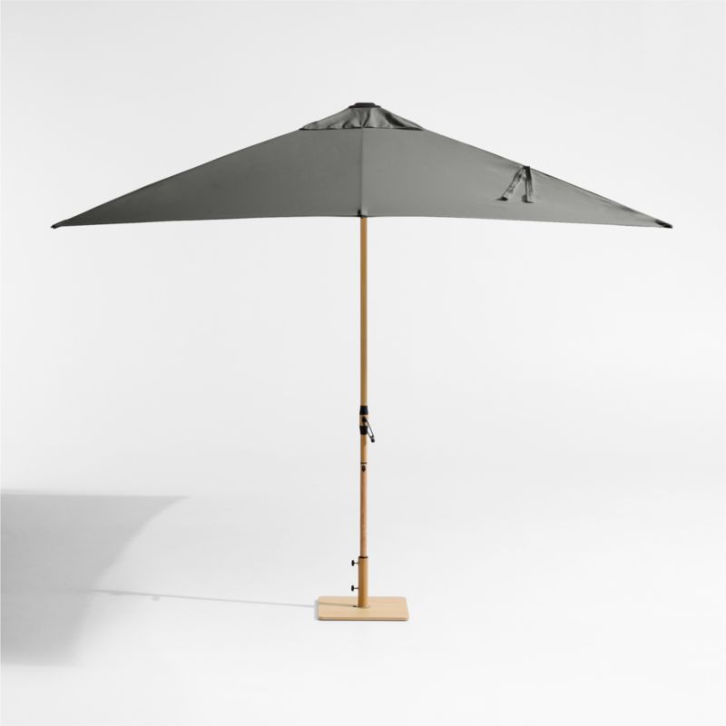 10' Rectangle Sunbrella® Canvas Charcoal Outdoor Patio Umbrella with Faux Wood Metal Frame - image 2 of 5