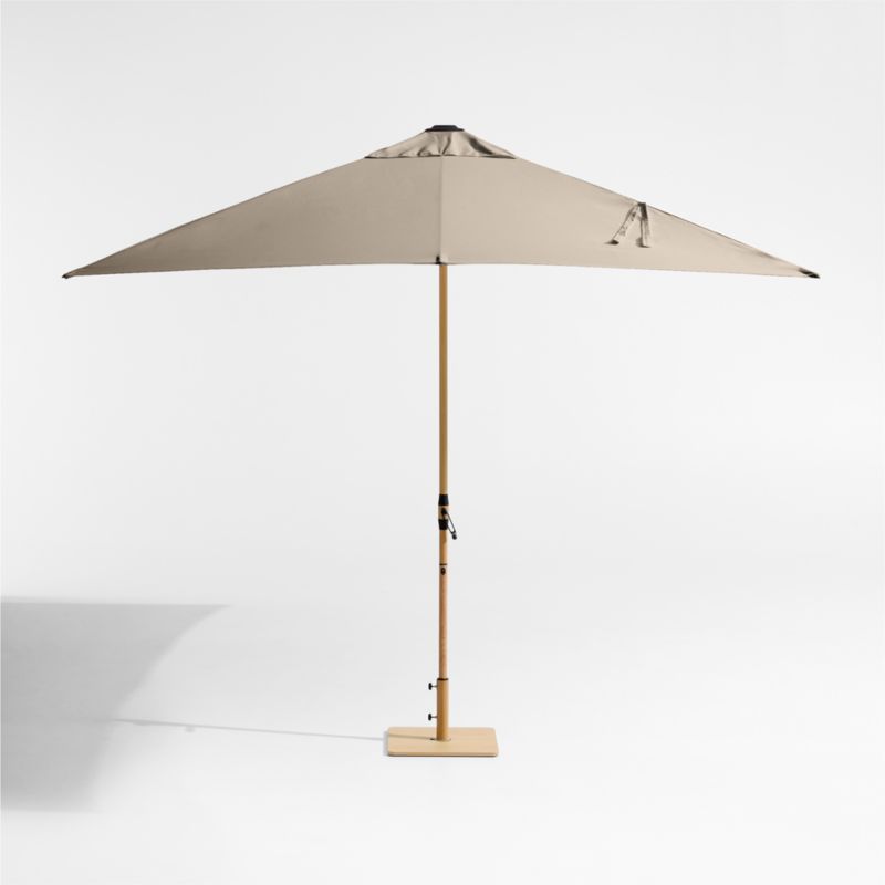 10' Rectangle Sunbrella® Canvas Flax Outdoor Patio Umbrella with Faux Wood Metal Frame - image 2 of 5