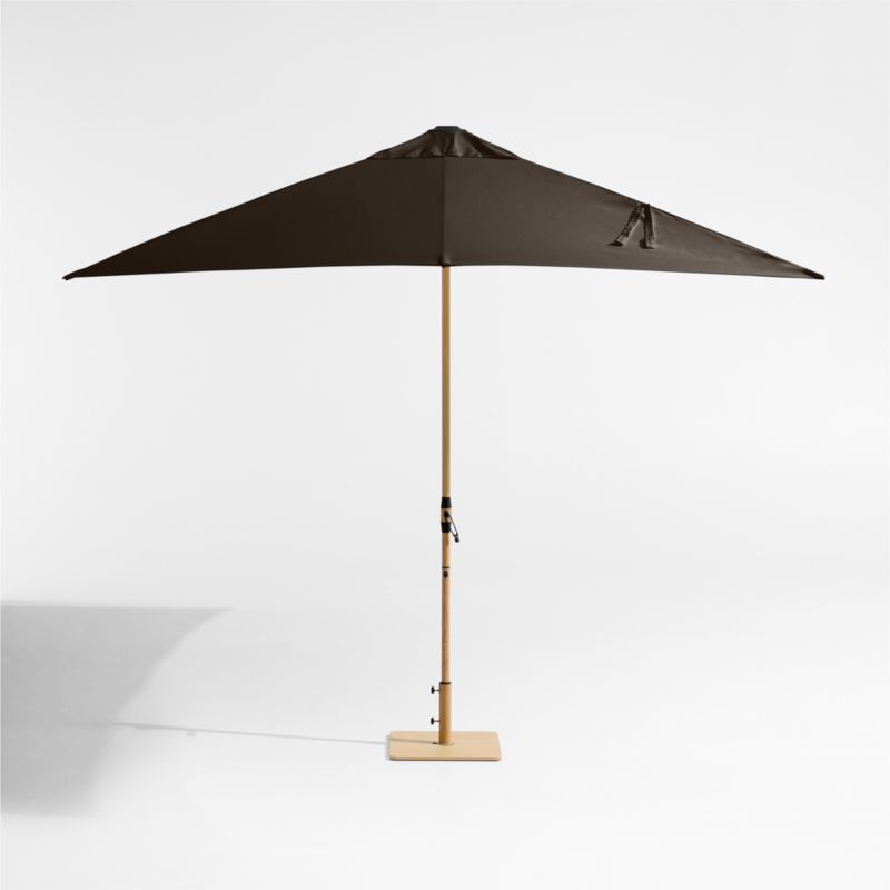 10' Rectangle Sunbrella® Canvas Java Outdoor Patio Umbrella with Faux Wood Metal Frame - image 2 of 5