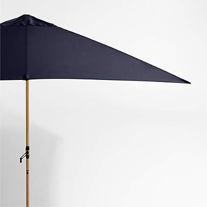 10' Rectangle Sunbrella® Canvas Navy Blue Outdoor Patio Umbrella with Faux Wood Metal Frame