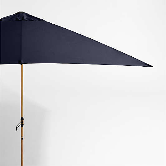 10' Rectangle Sunbrella® Canvas Navy Blue Outdoor Patio Umbrella with Faux Wood Metal Frame