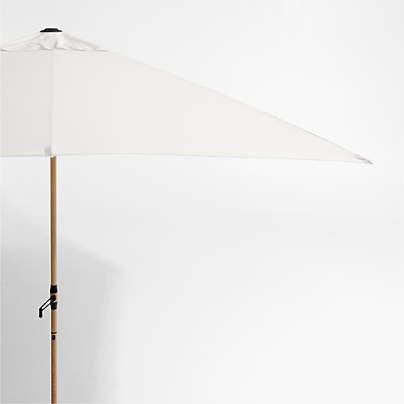 10' Rectangle Sunbrella® Canvas White Outdoor Patio Umbrella with Faux Wood Metal Frame